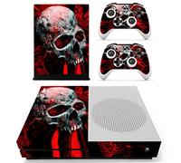 DOTBUY Xbox One S Autocollant Console Decal Vinyl Skin Sticker + 2 Autocollant Manette + 1 Autocollant Kinect Set (Skull Red)