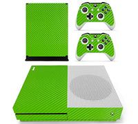 DOTBUY Xbox One S Autocollant Console Decal Vinyl Skin Sticker + 2 Autocollant Manette + 1 Autocollant Kinect Set (Carbon Fiber Green)