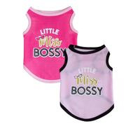 DOTEYAYP Lot de 2 chemises d'été en coton pour petit chien, chat, garçon et fille (Miss Bossy, taille L)