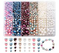 Dotilili 1890 Pcs Kit de Perle de Verre Rondes, 4/6/8/10mm Couleurs dégradées, Plastique Boules de perle d'écartement nacrées en vrac pour Bracelet Fabrication de Bijoux Boucle D'oreille Collier