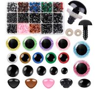 Dotilili 572 Pcs yeux de securite pour animaux au crochet kit | Yeux 5-30mm yeux et nez de sécurité en plastique colorés avec rondelles pour DIY de poupées en peluche, Amigurumi poupée