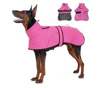 Dotoner Manteau Imperméable pour Chien avec Ouverture pour Harnais, Doublure Polaire, Veste Coupe-Vent Réfléchissante d'hiver avec Ceinture Taille Réglable pour Port Intérieur et Extérieur