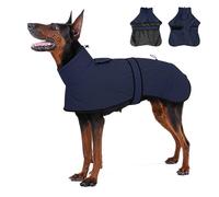 Dotoner Manteau Imperméable pour Chien avec Ouverture pour Harnais, Doublure Polaire, Veste Coupe-Vent Réfléchissante d'hiver avec Ceinture Taille Réglable pour Port Intérieur et Extérieur