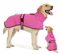 Dotoner Manteau Imperméable pour Chien avec Ouverture pour Harnais, Doublure Polaire, Veste Coupe-Vent Réfléchissante d'hiver avec Ceinture Taille Réglable pour Port Intérieur et Extérieur