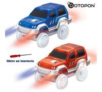 Dotopon®Lot De 2 Voitures 4x4 Magic Pour Circuit Magique Tracks Flexible Lumineux Phosphorescent