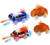 Dotopon®Voitures De Piste Avec 5 Lumières Led, Compatibles Avec La Plupart Des Pistes, Y Compris Les Pistes Magic, Neo Twister, Garçons Et Filles (3. Blue Bus - Dino)