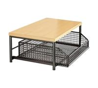 Dottduya Étagère à micro-ondes pour plan de travail de cuisine, 37 x 26 x 18 cm, structure en métal solide et plateau en bois, étagère de cuisine avec panier extensible, étagère peu encombrante pour