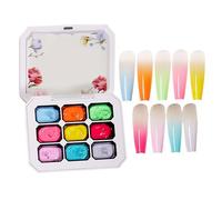 Dottduya Gel de Peinture pour Ongles - 9 Couleurs Dégradé Éponge Pas de Base Nettoyage DIY Dessin Artistique - Gel de Peinture Dégradé | Pour Manucure Beauté Quotidienne Mariage Carnaval à Domicile ou