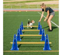 Dottduya Kit d'agility pour chien avec 10 cônes et 10 barres, kit d'entraînement pour la coordination et le fitness, accessoires d'agilité pour chiens, convient également pour le football et