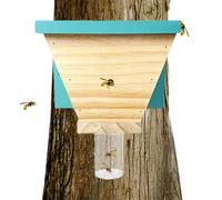 Dottduya Piège à Abeilles Charpentières en Bois - avec Collecteur Amovible en Bois Naturel,Piège À Abeilles Charpentières D'Extérieur,pour Jardin Cour Terrasse Verger Pelouse Ferme Miel Rayon Fondant