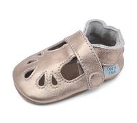 Dotty Fish Bébé fille Chaussures Bébé en Cuir Souple, Tbar Filles Chausson pour nourrisson, T Bar Or Rose, 17 EU