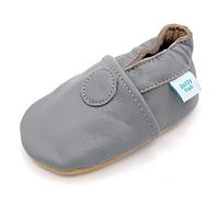 Dotty Fish Chaussures Cuir Souple bébé et Bambin. Semelle Souple antidérapante. Garçons et Filles. Gris. 0-6 Mois (17 EU)