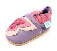 Dotty Fish Chaussures en Cuir Souple pour bébés et Tout-Petits - Antidérapantes, Sensation Pieds Nus, Souples, légères et Respirantes. pour Filles. Lilas et Papillon Rose 4-5 Ans (28 EU)