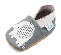 Dotty Fish Chaussures Cuir Souple bébé. Chaussures de Poussette pour Les Filles et Les garçons. Éléphant Gris. 18-24 Mois (23 EU)