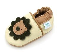 Dotty Fish Chaussures Pieds Nus Unisexes en Cuir pour bébés et Enfants - Antidérapantes, légères, Respirantes, Animaux du Zoo et de la Jungle. Garçons et Filles - Lion crème 2-3 Ans