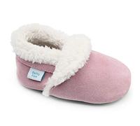 Dotty Fish Pantoufles Suède. Chaussures, Chaussons pour tout-petits. Doublure polaire chaude. Rose Clair. Semelle souple antidérapante. 12-18 Mois (21 EU)