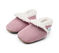 Dotty Fish Pantoufles en Daim Pour Bébé et Enfant, Pieds Nus, Antidérapants, Doublés Polaire, Chaussons d'hiver, Garçons et filles - Rose Clair 0-6 Mois (17 EU)
