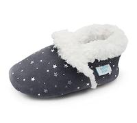 Dotty Fish Pantoufles Suède. Chaussons pour tout-petits et jeunes enfants. Doublure tissée Chaude. Étoiles d'argent. Semelle Souple antidérapante. 18-24 Mois (23 EU)