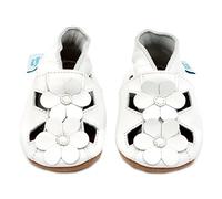 Dotty Fish Sandales Bébé Cuir Semelle Souple - Fleur blanche 2-3 ans