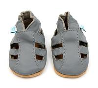 Dotty Fish Sandales en cuir souple gris pour bébés et tout-petits. Chaussures d'été pour garçons et filles - antidérapantes, pieds nus, recommandées par les podologues, respirant - 2-3 Ans (25 EU)
