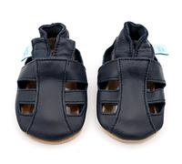 Dotty Fish Chaussures bébé en Cuir Souple. Chaussons antiderapant Bebe. Garçons et Filles. Sandales Bleu Marine. 18-24 Mois (23 EU)