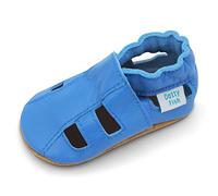 Dotty Fish Chaussures bébé en Cuir Souple. Chaussons antiderapant Bebe. Garçons et Filles. Sandales Bleu Azur. 6-12 Mois (19 EU)