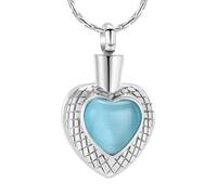 DOTUIARG Amour Coeur crémation Collier pour Cendres - Acier Inoxydable Zircon Pendentif urne Bijoux Souvenir Humain Animal de Compagnie Cendres Porte-Cadeau commémoratif
