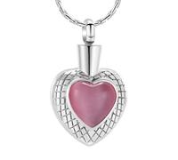 DOTUIARG Amour Coeur crémation Collier pour Cendres - Acier Inoxydable Zircon Pendentif urne Bijoux Souvenir Humain Animal de Compagnie Cendres Porte-Cadeau commémoratif