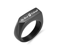 DOTUIARG Anneaux de crémation pour Les Cendres pour Les Hommes en Acier Inoxydable géométrique Patte Impression Mon ami Doigt Bague Urnes commémoratives Bijoux