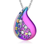 DOTUIARG Arbre de Vie Urne en forme de larme Collier Crémation Bijoux pour cendres Pendentif commémoratif Souvenir funéraire Cadeau pour la perte de proches