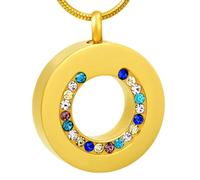 DOTUIARG Argent, or, or rose, cendres en cercle noir avec pierre arc-en-ciel bijoux de crémation en acier inoxydable femmes