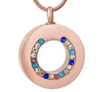 DOTUIARG Argent, or, or rose, cendres en cercle noir avec pierre arc-en-ciel bijoux de crémation en acier inoxydable femmes