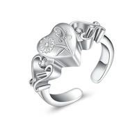 DOTUIARG Bague de crémation en forme de cœur de tournesol pour cendres bagues d’urne en acier inoxydable bijoux commémoratifs souvenirs pour les proches cadeau pour femmes