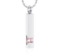 DOTUIARG Bar de crémation en cristal commémoratif en acier inoxydable Urne Porte-cendres Collier Pendentif Souvenir Série de pierres de naissance