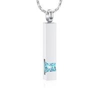 DOTUIARG Bar de crémation en cristal commémoratif en acier inoxydable Urne Porte-cendres Collier Pendentif Souvenir Série de pierres de naissance
