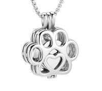 DOTUIARG Bijoux commémoratifs pour animaux Chat Patte de chien Cage en acier inoxydable Médaillon de crémation Collier Urne pour cendres pendentif souvenir