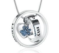 DOTUIARG Bijoux de crémation à empreintes de patte, collier d’urne pour chien/chat pour cendres, pendentif en acier inoxydable en cendres pour animal de compagnie commémoratif humain