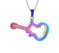 DOTUIARG Bijoux de crémation, collier d’urne à guitare avec une boule creuse, cadenas d’urne pendante, bijoux souvenirs humains