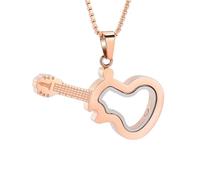 DOTUIARG Bijoux de crémation, collier d’urne à guitare avec une boule creuse, cadenas d’urne pendante, bijoux souvenirs humains