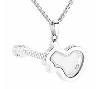 DOTUIARG Bijoux de crémation, collier d’urne à guitare avec une boule creuse, cadenas d’urne pendante, bijoux souvenirs humains