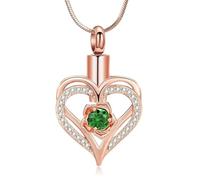 DOTUIARG Bijoux de crémation, collier d’urne en forme de cœur pour cendres pour femmes, pendentif commémoratif de pierre de naissance en acier inoxydable, cadeau souvenir