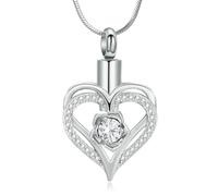 DOTUIARG Bijoux de crémation, collier d’urne en forme de cœur pour cendres pour femmes, pendentif commémoratif de pierre de naissance en acier inoxydable, cadeau souvenir