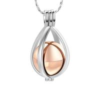 DOTUIARG Bijoux de crémation, collier d’urne en forme de goutte de larme pour cendres avec médaillon commémoratif en forme de boule creuse, pendentif d’urne, bijoux souvenirs pour humains