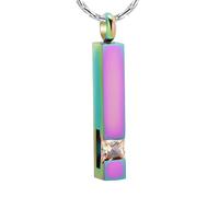 DOTUIARG Bijoux de crémation, collier de cendres, pierre de naissance, cube coloré, urne, pendentif commémoratif, porte-cendres, cadeau de souvenir pour femmes hommes