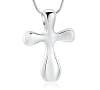 DOTUIARG Bijoux de crémation, croix d’eau, collier d’urne pour cendres, pendentif en cendre en acier inoxydable, bijoux commémoratifs pour femmes hommes