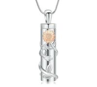 DOTUIARG Bijoux de crémation cylindrique pour cendres, pendentif fleur, collier d’urne, souvenir d’animal humain, cadeau commémoratif pour femmes hommes