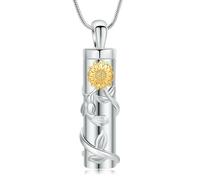 DOTUIARG Bijoux de crémation cylindrique pour cendres, pendentif fleur, collier d’urne, souvenir d’animal humain, cadeau commémoratif pour femmes hommes