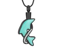 DOTUIARG Bijoux de crémation de dauphins, collier d’urne en acier inoxydable pour cendres pour femmes, hommes, souvenir commémoratif de l’humain, collier pendentif en cendre d’animal de compagnie