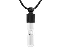 DOTUIARG Bijoux de crémation en sablier éternel pour cendres d’animal humain, tube de verre en verre pendentif commémoratif unisexe, collier de cendres médaillon urne bijoux