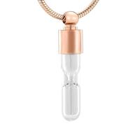 DOTUIARG Bijoux de crémation en sablier éternel pour cendres d’animal humain, tube de verre en verre pendentif commémoratif unisexe, collier de cendres médaillon urne bijoux